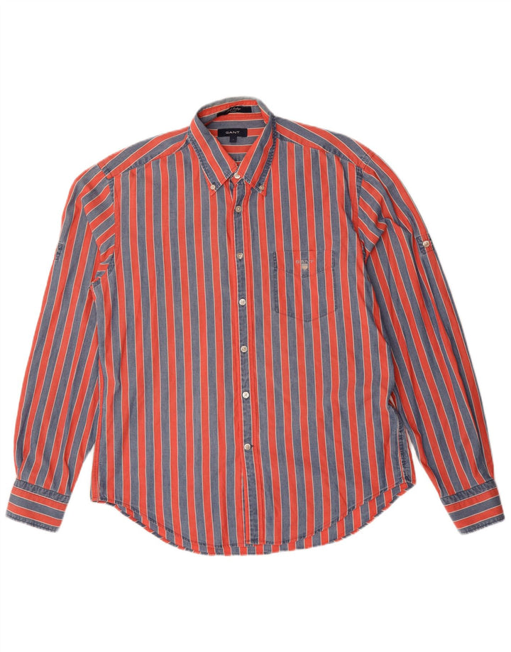 Camisa masculina GANT grande listrada vermelha de algodão