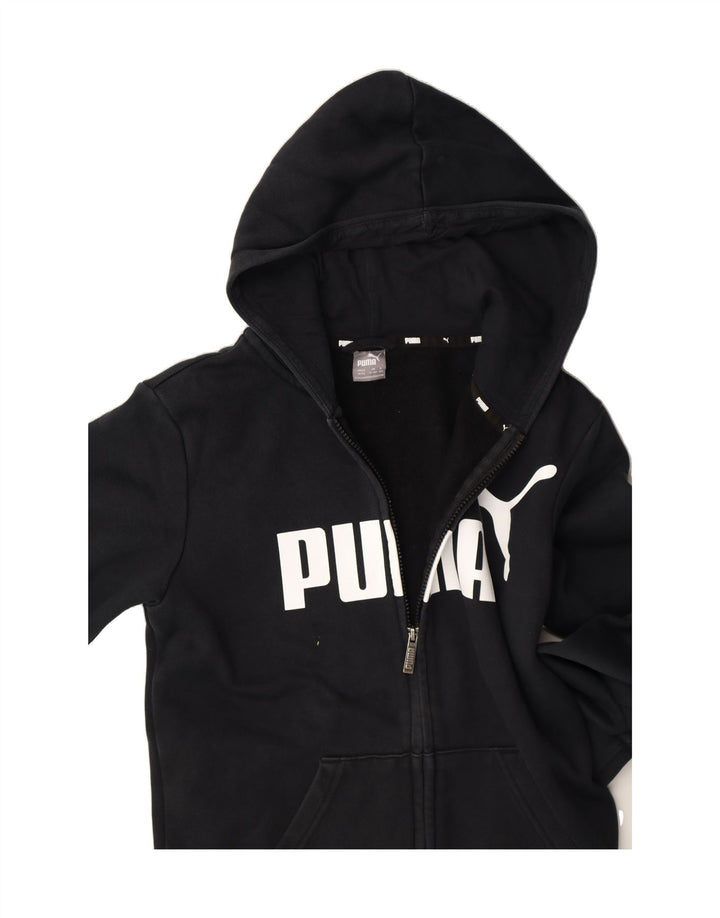 PUMA Boys Graphic Zip Hoodie Sweater 13-14 Years XL Black Cotton Vintage Puma and Second-Hand Puma from Messina Hembry 