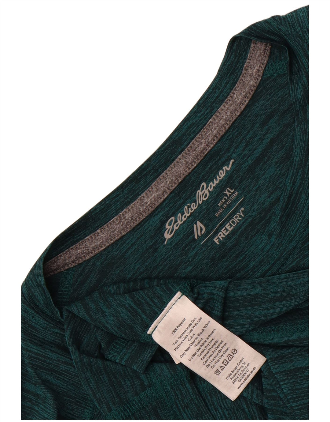 Eddie Bauer Top masculino de manga comprida XL verde manchado de poliéster