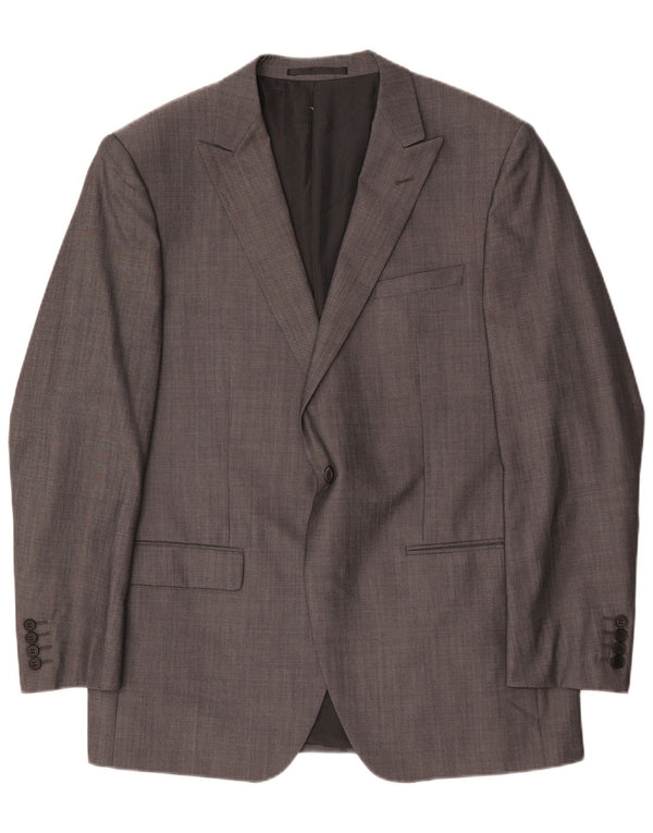 Jaqueta blazer masculina Marks & Spencer Autograph 1 botão Reino Unido 42 grande lã cinza