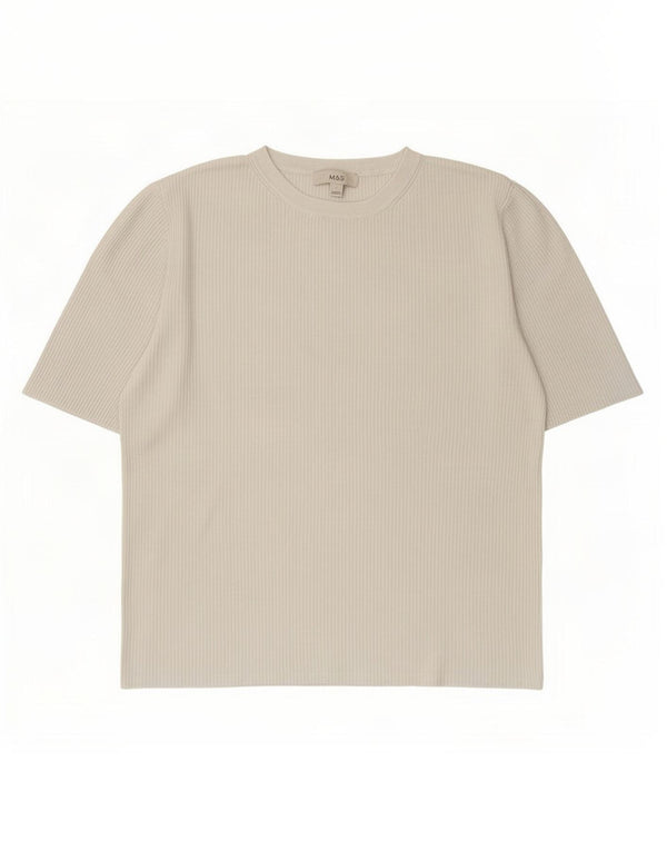 Camiseta feminina Marks & Spencer UK 14 grande viscose branca