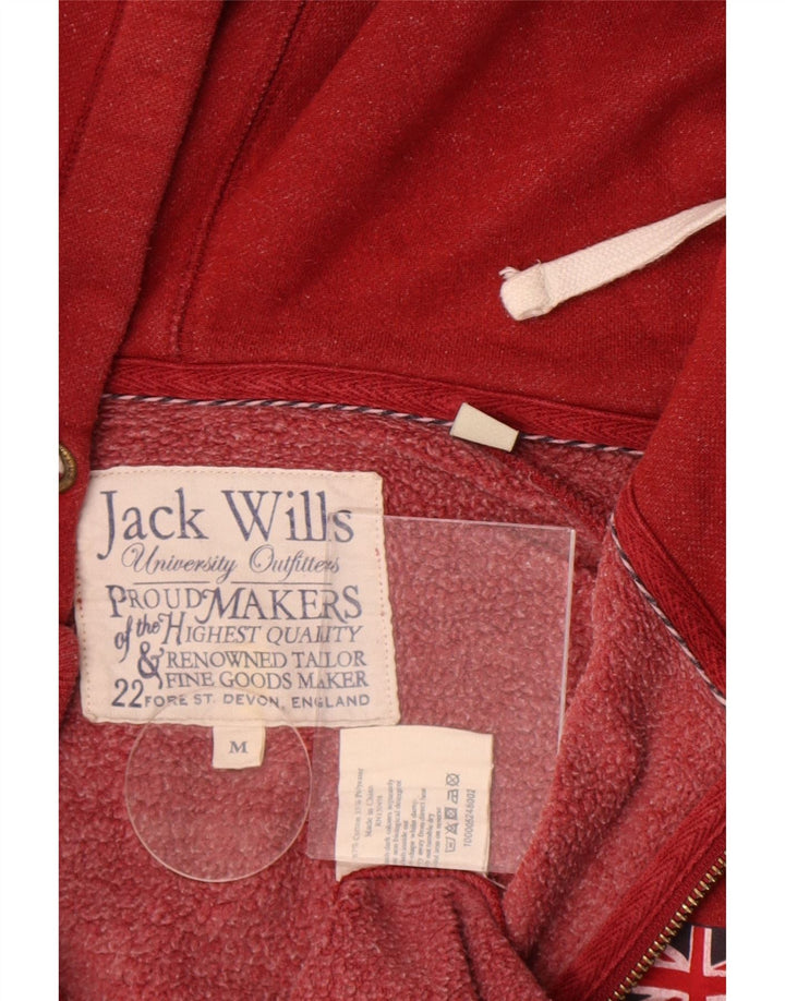 Jack Wills Suéter masculino com capuz e zíper gráfico médio algodão vermelho