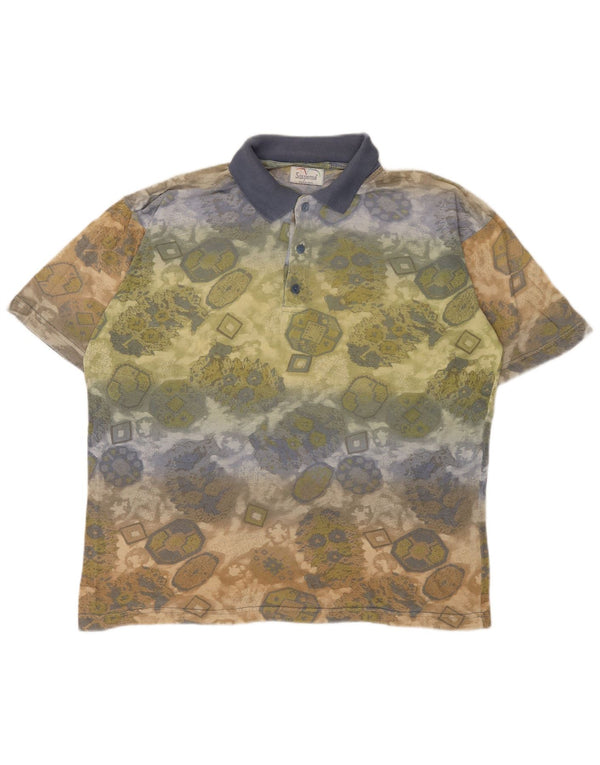 Camisa polo masculina Suspense grande geométrica multicolorida