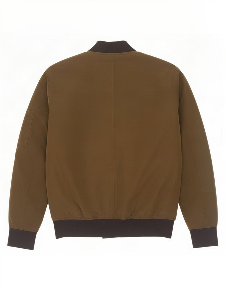 Jaqueta bomber masculina Zara UK 38 poliéster colorblock cáqui médio