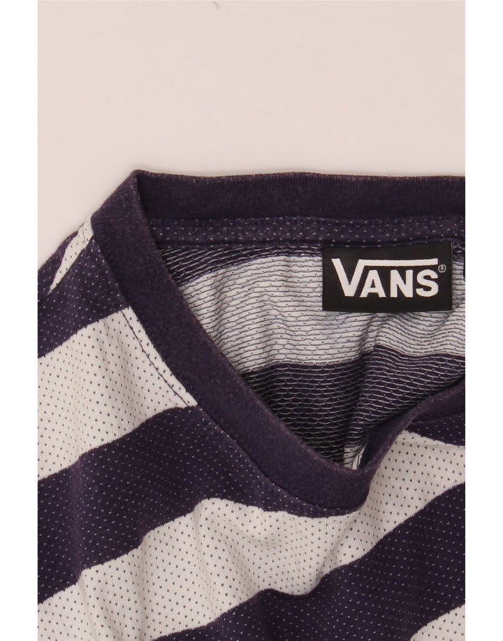 Camiseta masculina VANS grande algodão listrado azul marinho