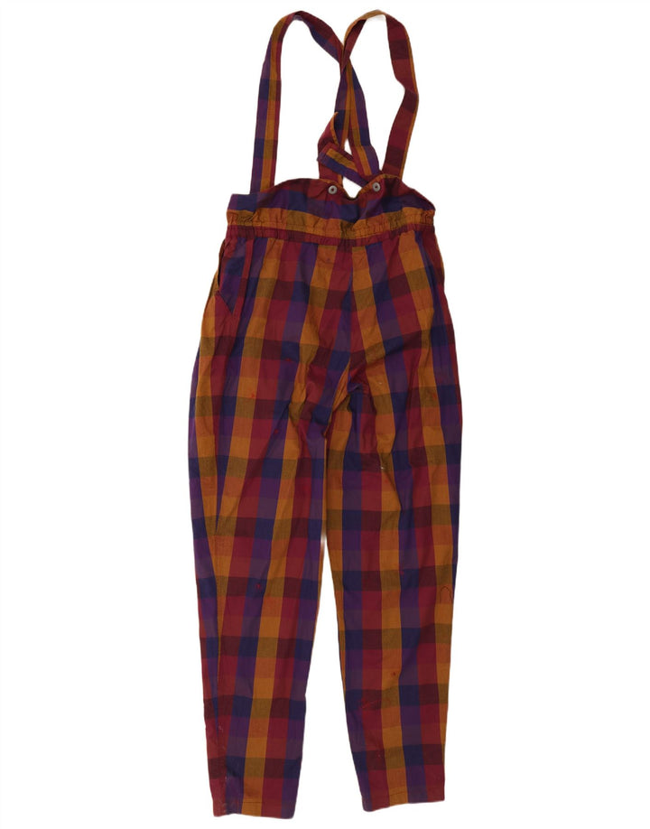 Calça jardineira feminina VINTAGE EU 38 Médio W32 L33 xadrez multicolorido