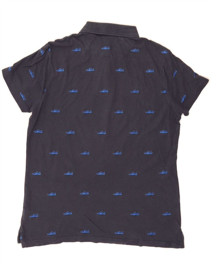 PUMA Mens Abstract Pattern Polo Shirt XL Blue Cotton Vintage Puma and Second-Hand Puma from Messina Hembry 