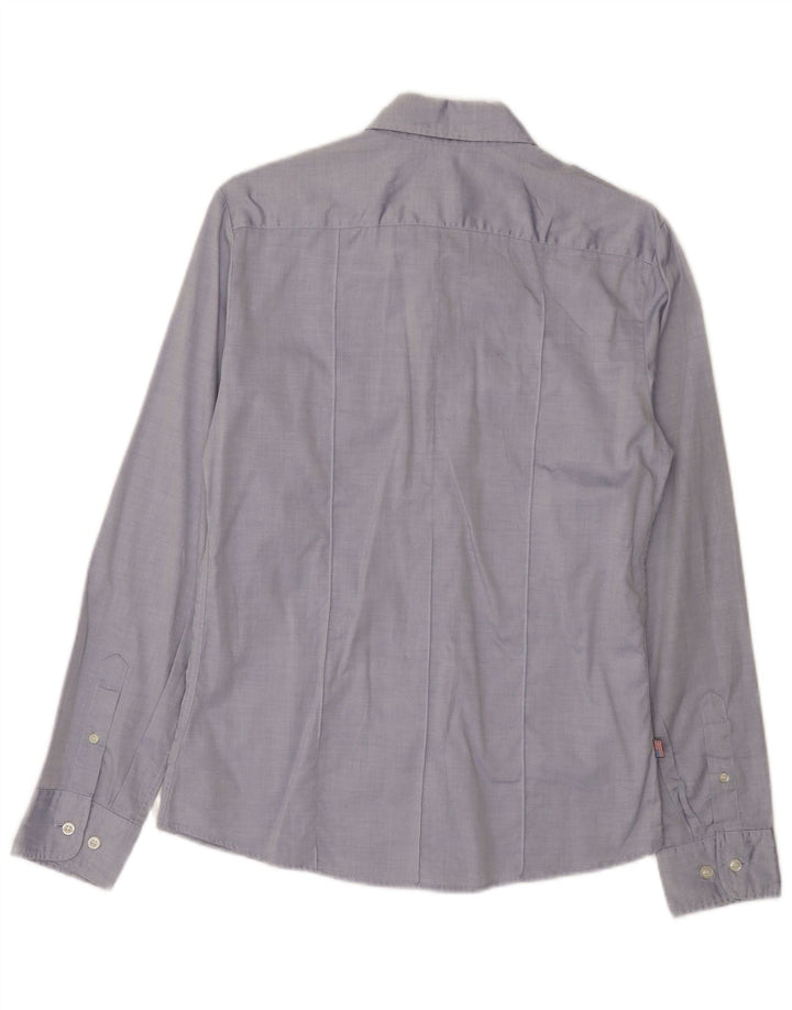 Camisa militar masculina Blauer de algodão azul médio