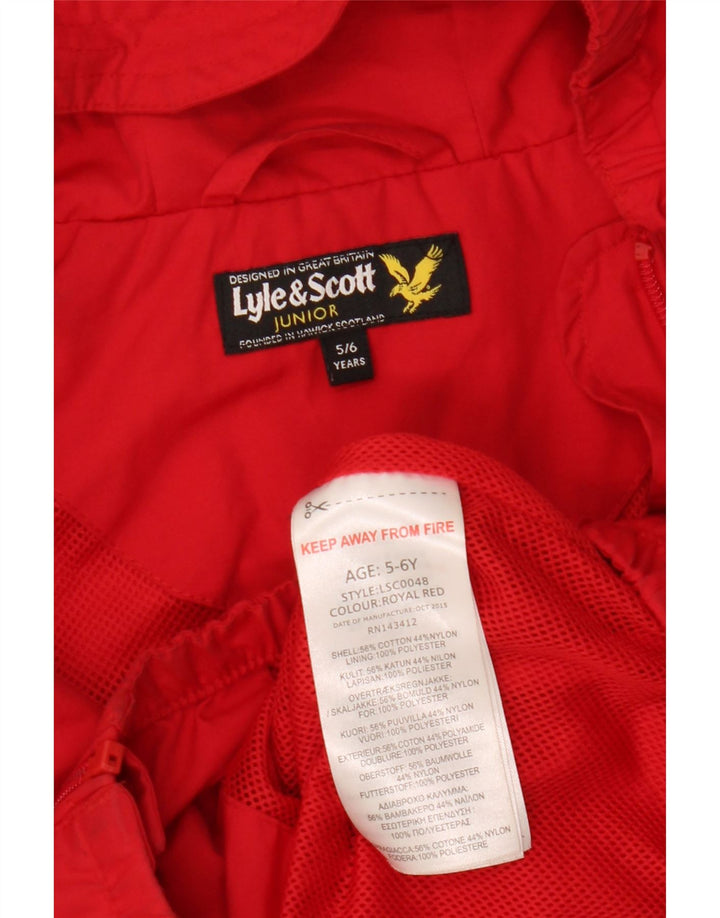 Jaqueta corta-vento com capuz para meninos Lyle & Scott 5-6 anos algodão vermelho
