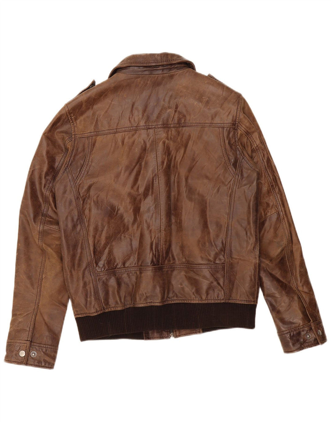 Jaqueta masculina de couro bomber militar CELIO Reino Unido 38 marrom médio