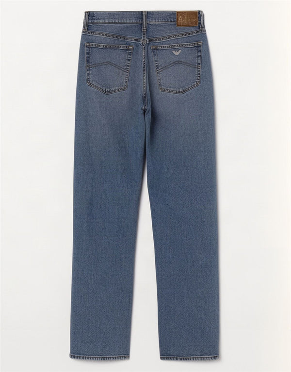 Calça jeans reta masculina Armani W32 L32 azul algodão