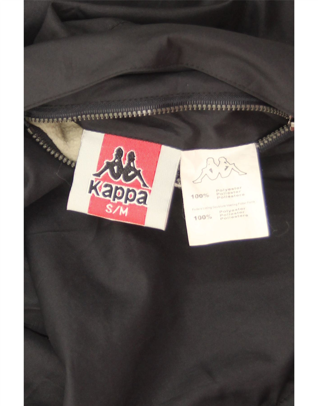 Jaqueta corta-vento masculina reversível com capuz Kappa UK 36 poliéster preto pequeno