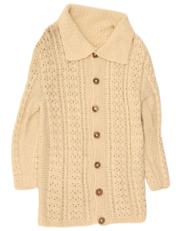 Suéter Cardigan Longline Feminino Vintage Reino Unido 10 Pequeno Off White