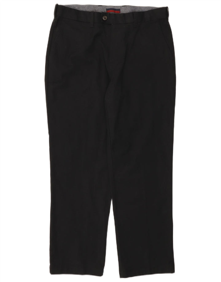 Calça masculina de terno reto Marks & Spencer W36 L29 algodão preto