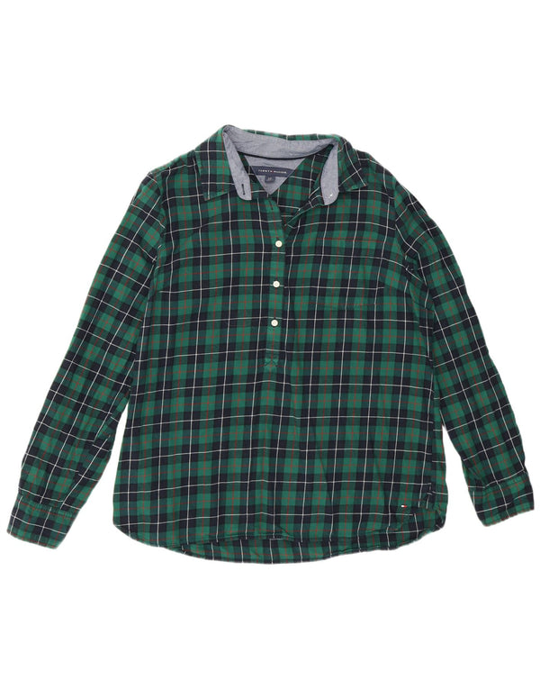 Pulôver feminino de flanela Tommy Hilfiger Reino Unido 16 grande algodão xadrez verde