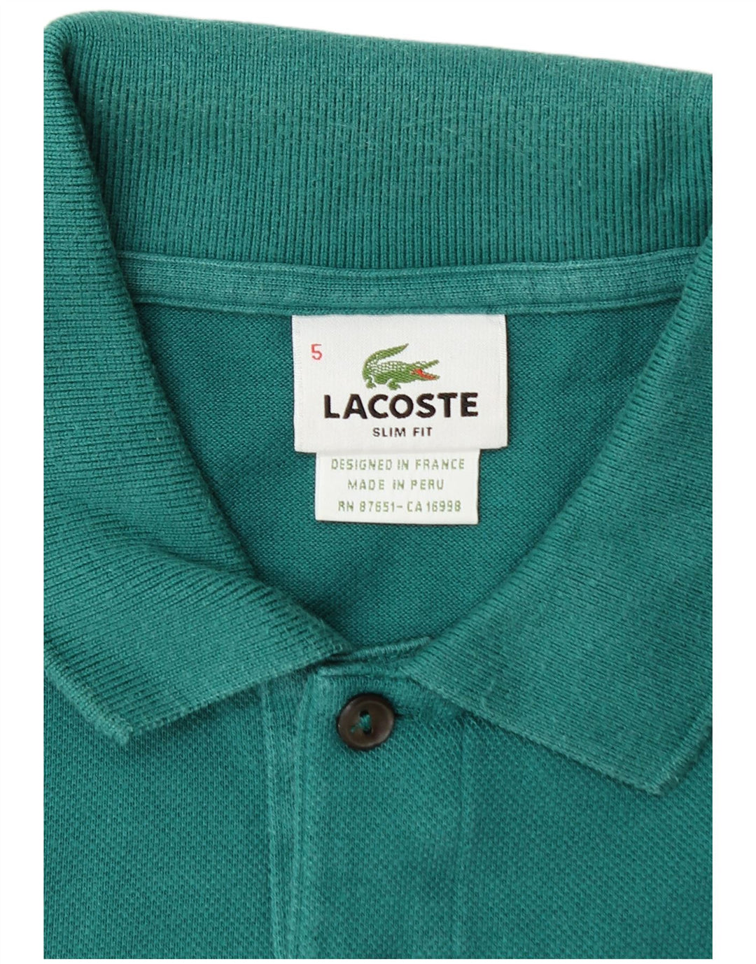 Camisa polo masculina LACOSTE Slim Fit tamanho 5 grande algodão verde
