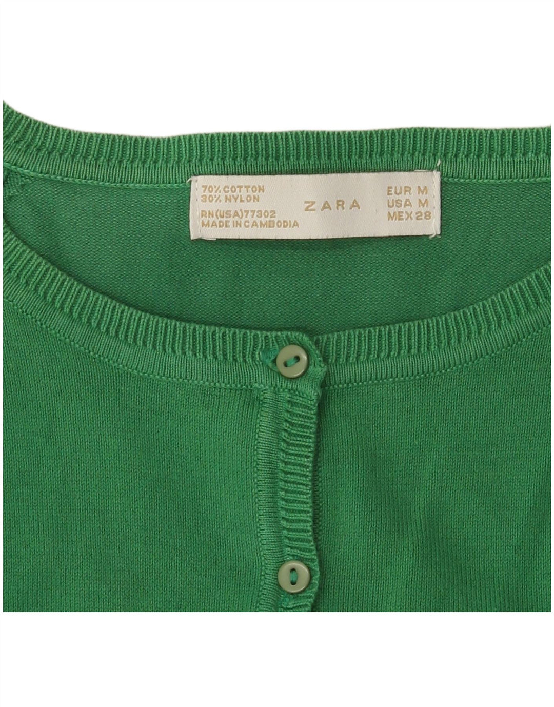 Suéter cardigã feminino Zara Reino Unido 12 algodão verde médio