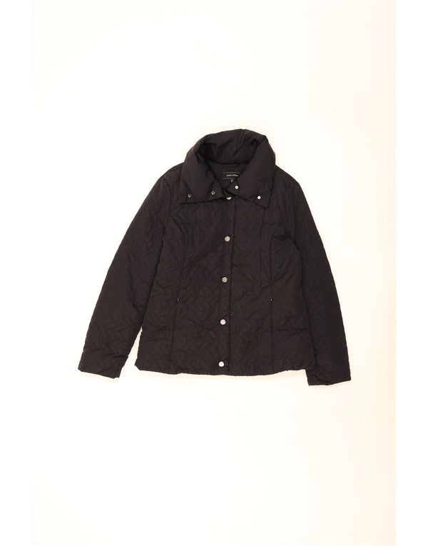 Jaqueta acolchoada feminina Zara UK 16 grande poliéster preto