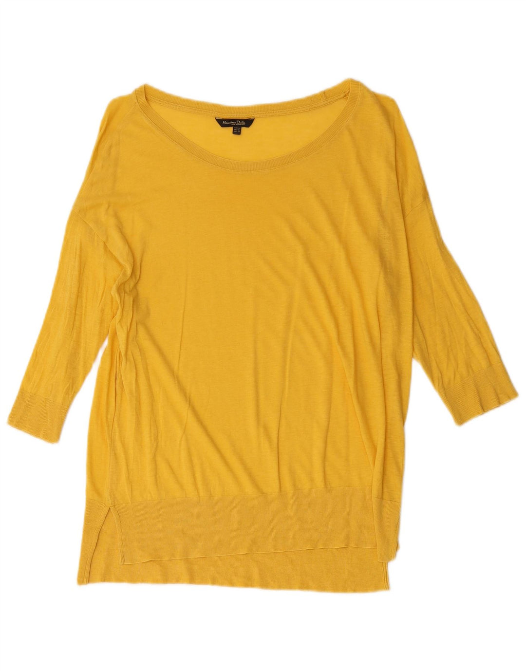 Top feminino Massimo Dutti manga 3/4 UK 18 XL amarelo