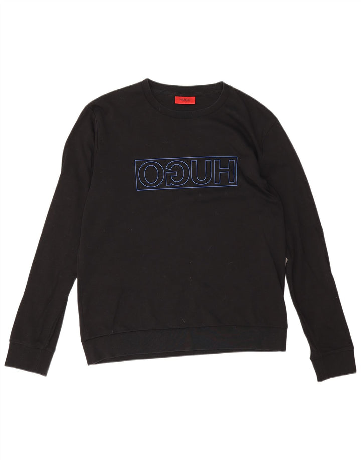 Hugo Boss moletom gráfico masculino jumper grande algodão preto