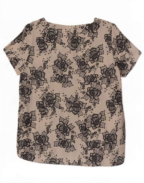 Blusa feminina Marks & Spencer UK 14 grande viscose floral branca
