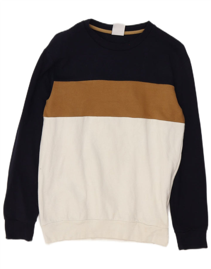 Zara moletom masculino jumper pequeno branco colorblock algodão