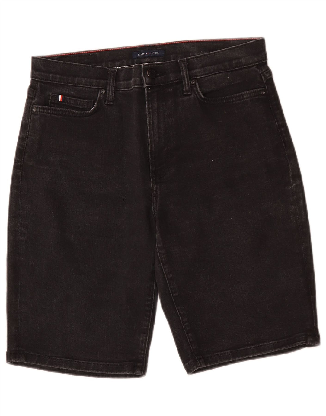 Bermuda feminina Tommy Hilfiger Slim Denim Shorts W29 médio preto algodão