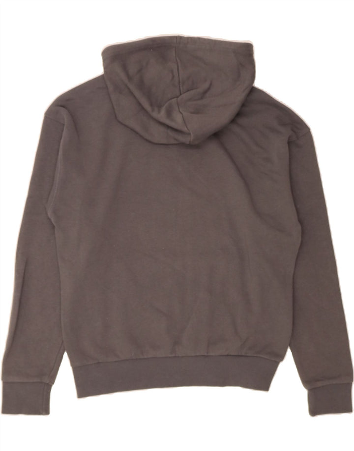 REEBOK Womens Graphic Hoodie Jumper UK 12/14 Medium Grey Cotton Vintage Reebok and Second-Hand Reebok from Messina Hembry 