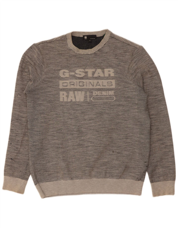 Suéter gráfico masculino G-Star algodão manchado cinza médio