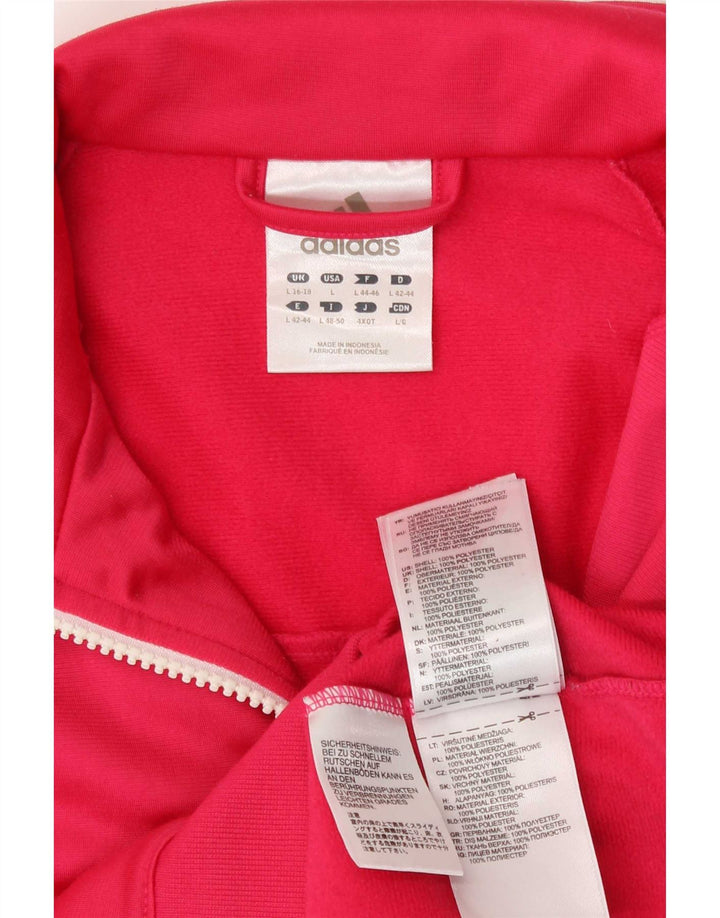 Adidas Womens Tracksuit Top Jacket UK 16/18 Grande Rosa Poliéster