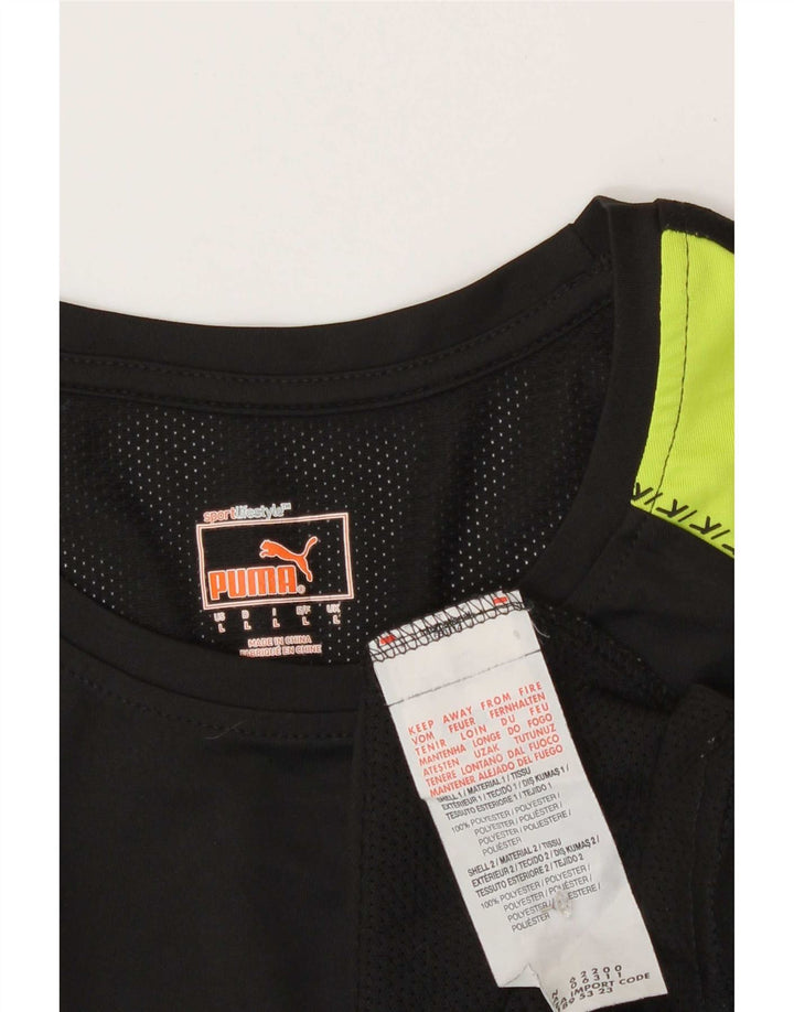 Puma Mens Graphic T-Shirt Top Grande Preto Colorblock Poliéster