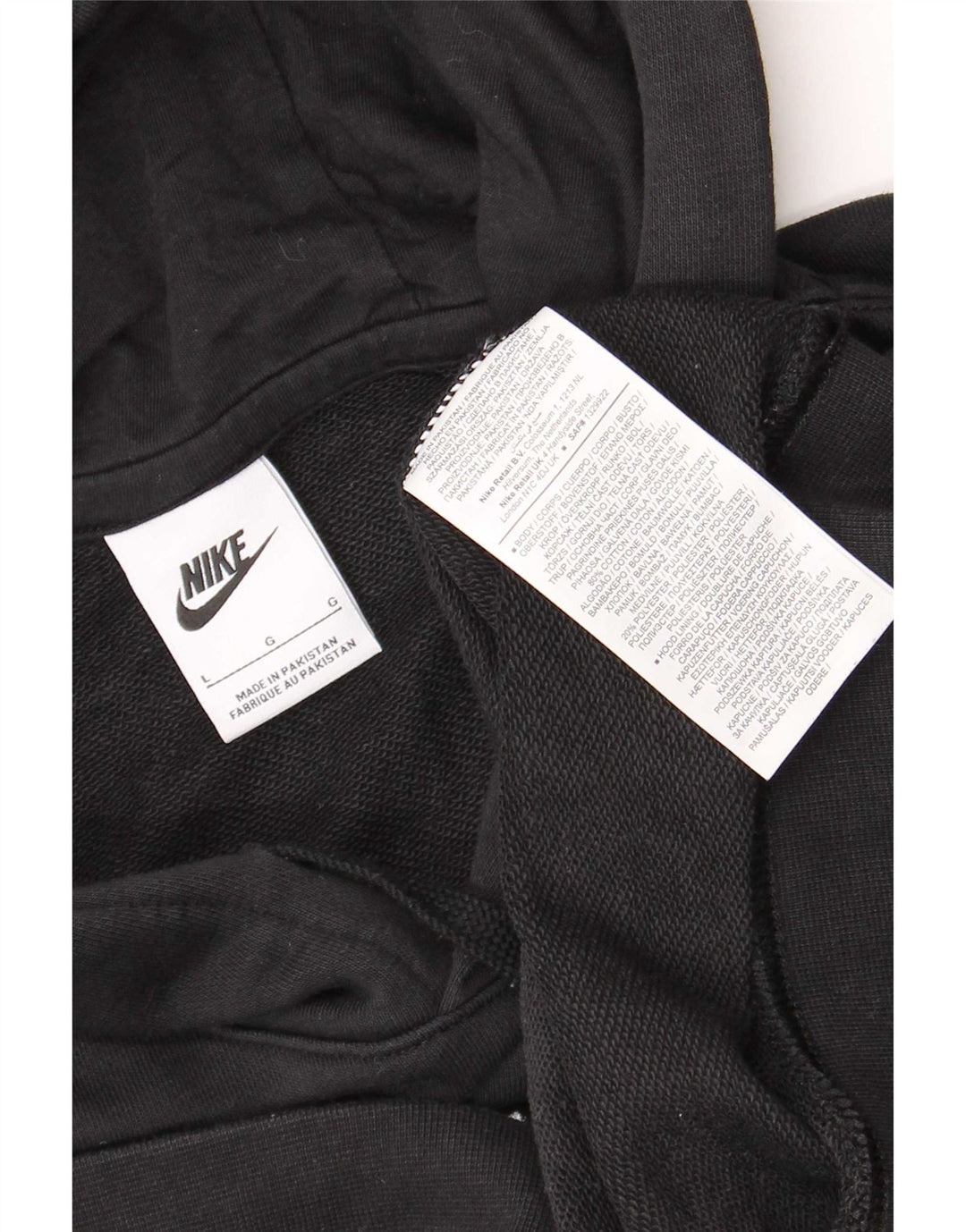 Nike Mens Hoodie Jumper Grande Algodão Preto