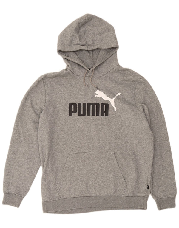 Suéter com capuz gráfico masculino Puma grande cinza manchado