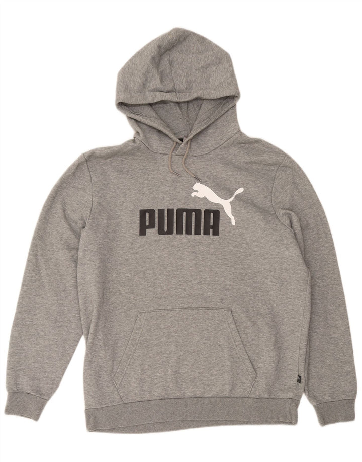Suéter com capuz gráfico masculino Puma grande cinza manchado