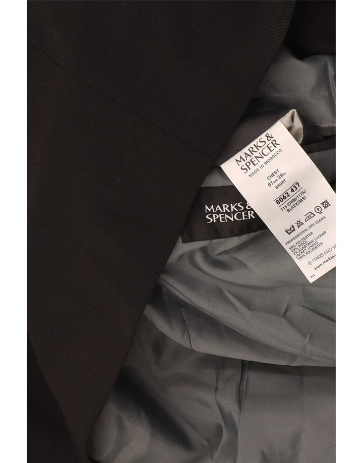 Jaqueta blazer masculina Marks & Spencer curta de 3 botões Reino Unido 38 médio preto