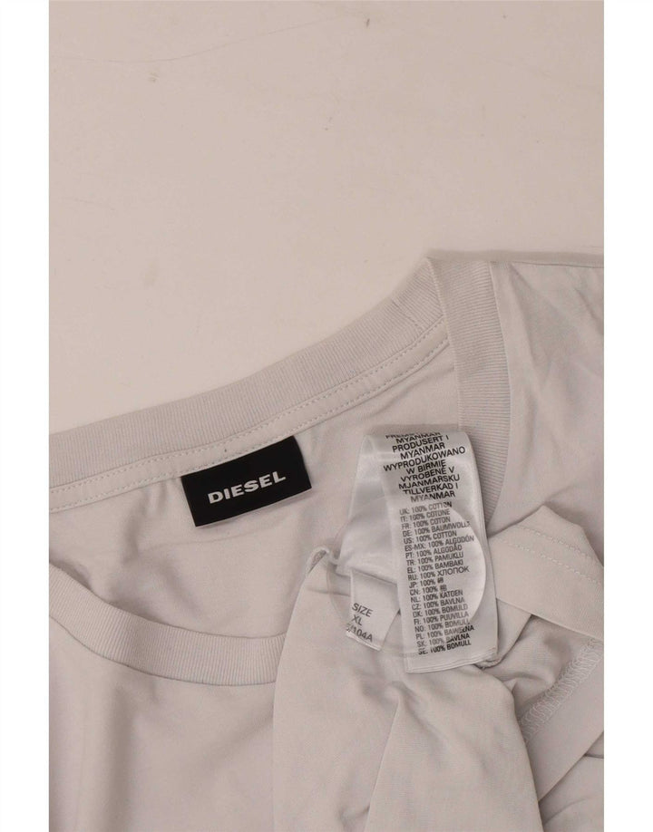 Diesel Mens Graphic T-Shirt Top XL Algodão Branco