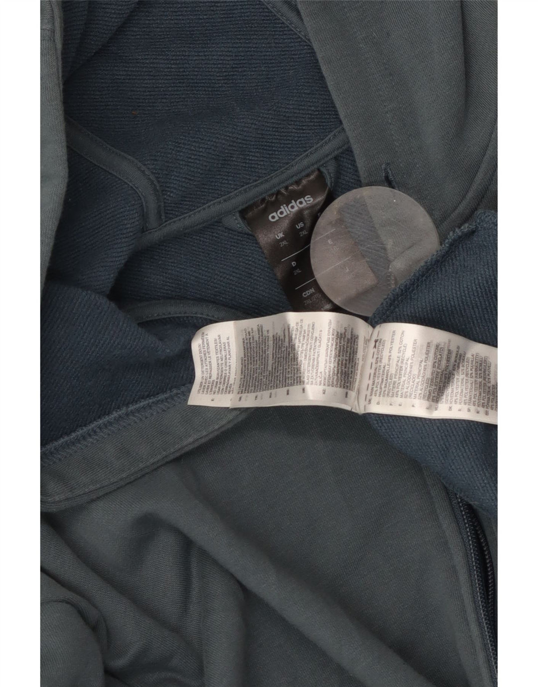 ADIDAS Suéter masculino com capuz e zíper gráfico 2XL algodão azul