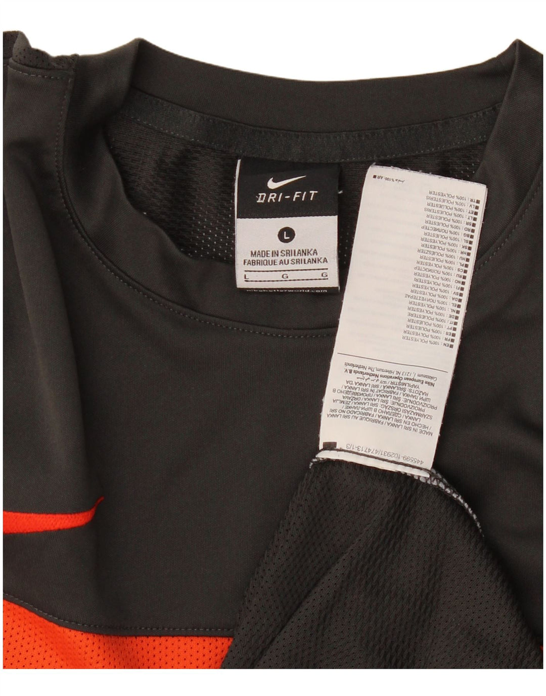 Camiseta masculina Nike Dri Fit Top grande cinza colorblock poliéster