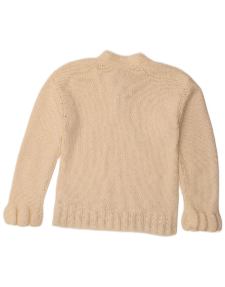 Suéter feminino vintage com gola tartaruga UK 12 médio off white