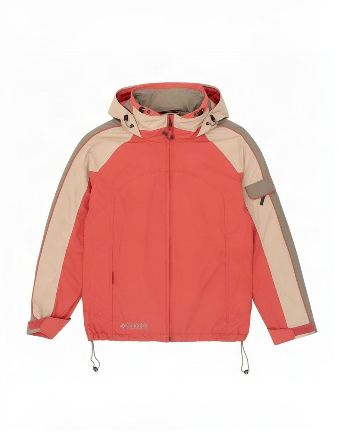 Jaqueta de esqui feminina com capuz Columbia UK 14 médio vermelho colorblock poliamida