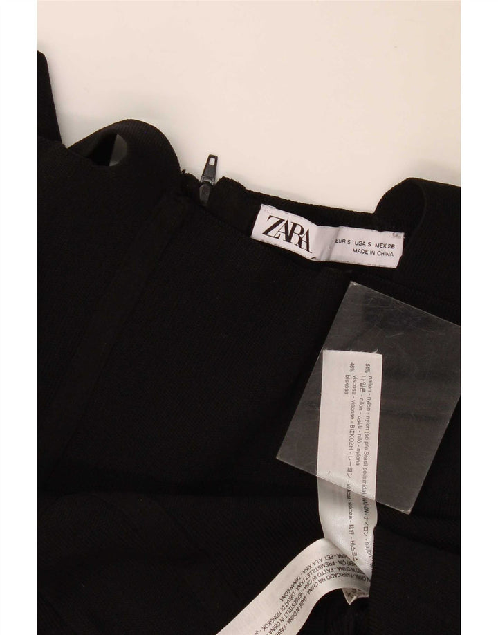 Zara Womens Crop Top UK 8 Pequeno Preto Nylon