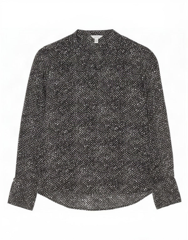 Blusa feminina de manga comprida com padrão abstrato Calvin Klein UK 6 XS preto
