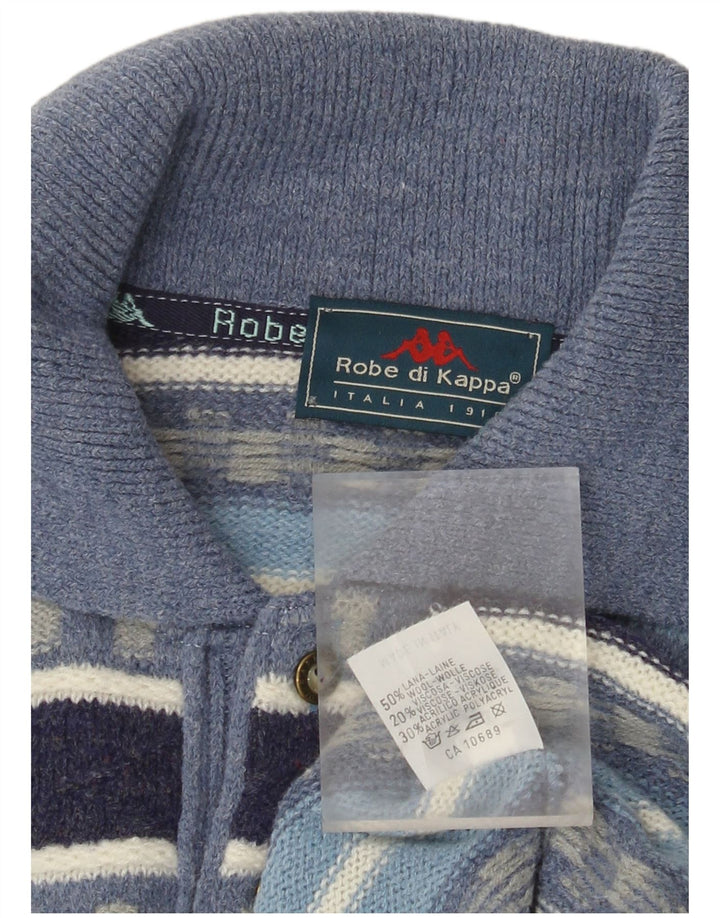 Suéter masculino Kappa com gola polo e lã listrada azul grande