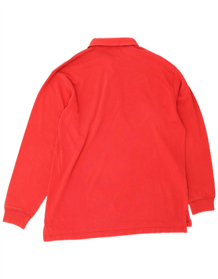 Camisa polo masculina de manga comprida Alberto Aspesi algodão vermelho médio