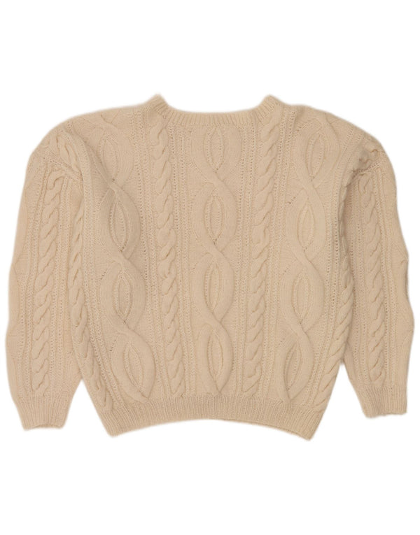 Suéter feminino vintage com gola canoa UK 20 2XL bege