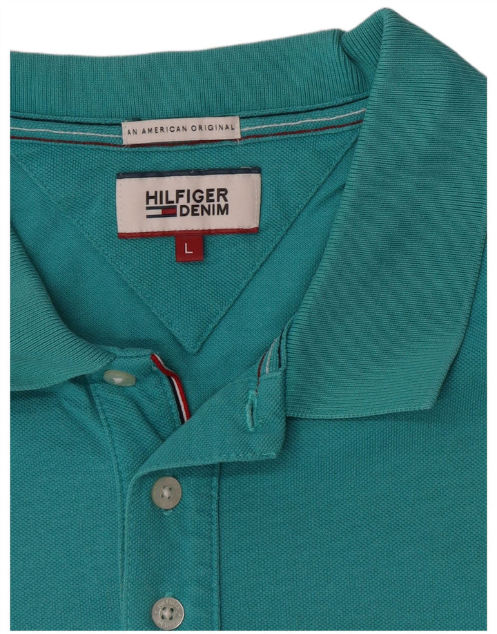 Camisa polo masculina Tommy Hilfiger grande turquesa