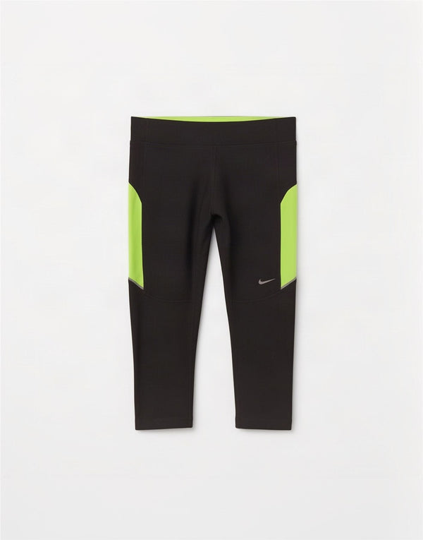 Nike Womens Dri Fit Capri Leggings UK 10 Small Grey Colourblock Poliéster