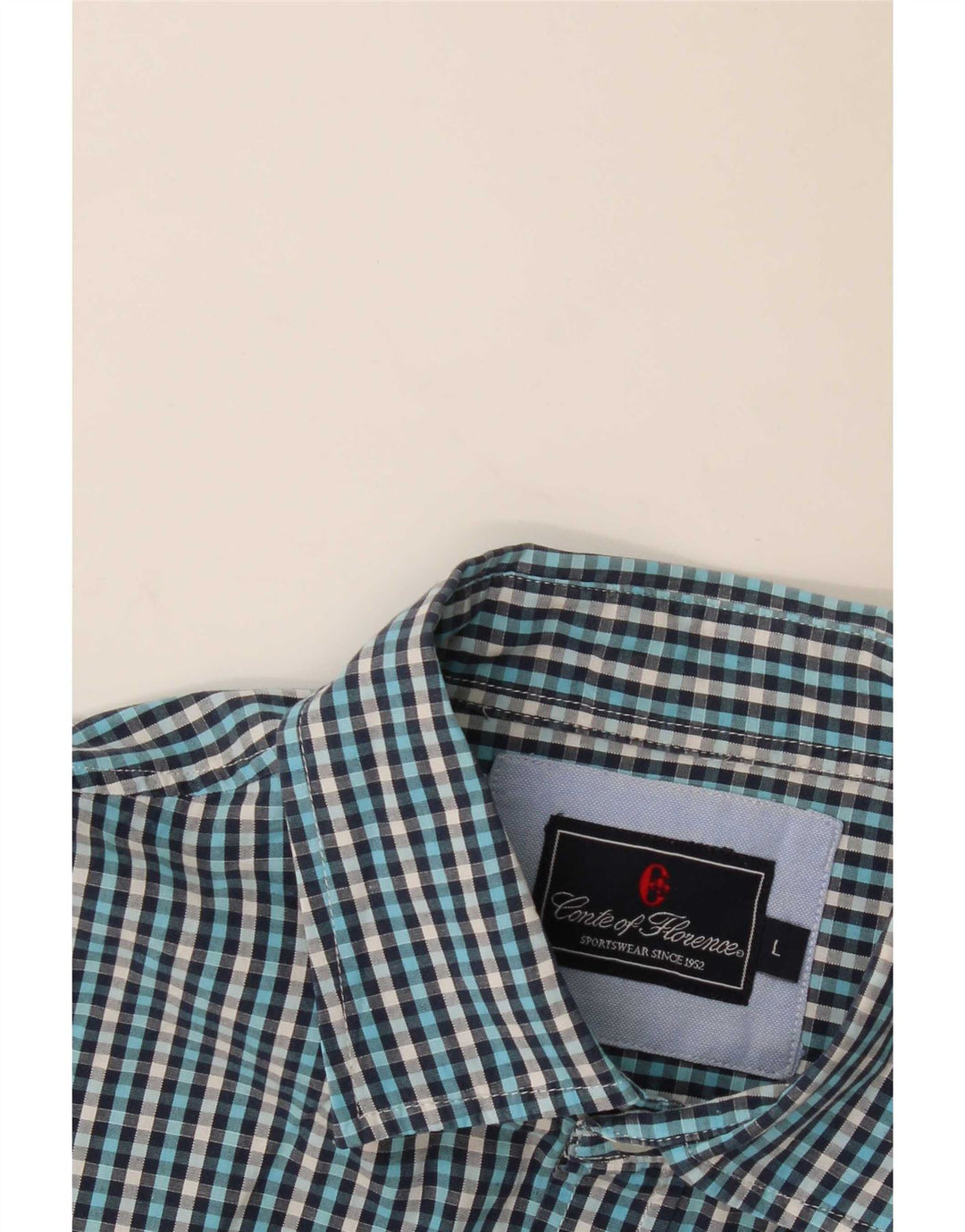Camisa masculina de manga curta Conte of Florence grande azul guingão