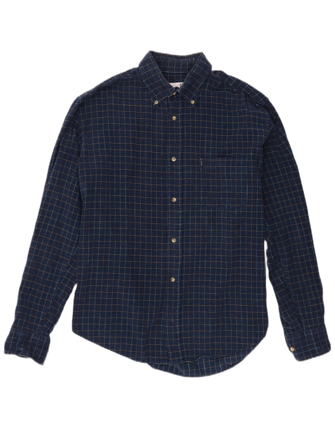 Camisa masculina Sergio Tacchini grande algodão xadrez azul marinho