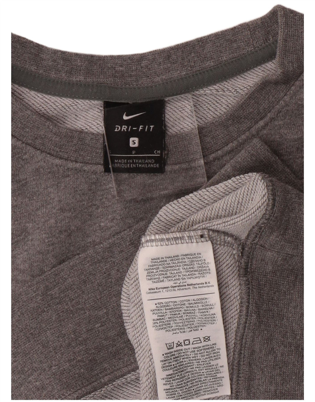 Moletom feminino Nike Dri Fit Graphic Oversized Jumper UK 10 Pequeno Cinza